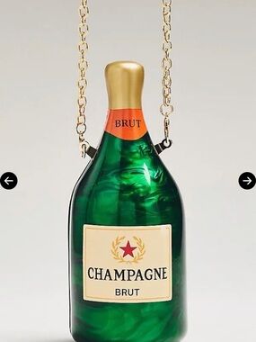 Anthropologie shaped icon clutch bag Champagne Bottle Purse Green crossbody